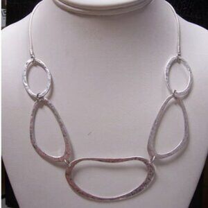 Adjustable Silver Hammered w/ CZ Necklace By Canvas